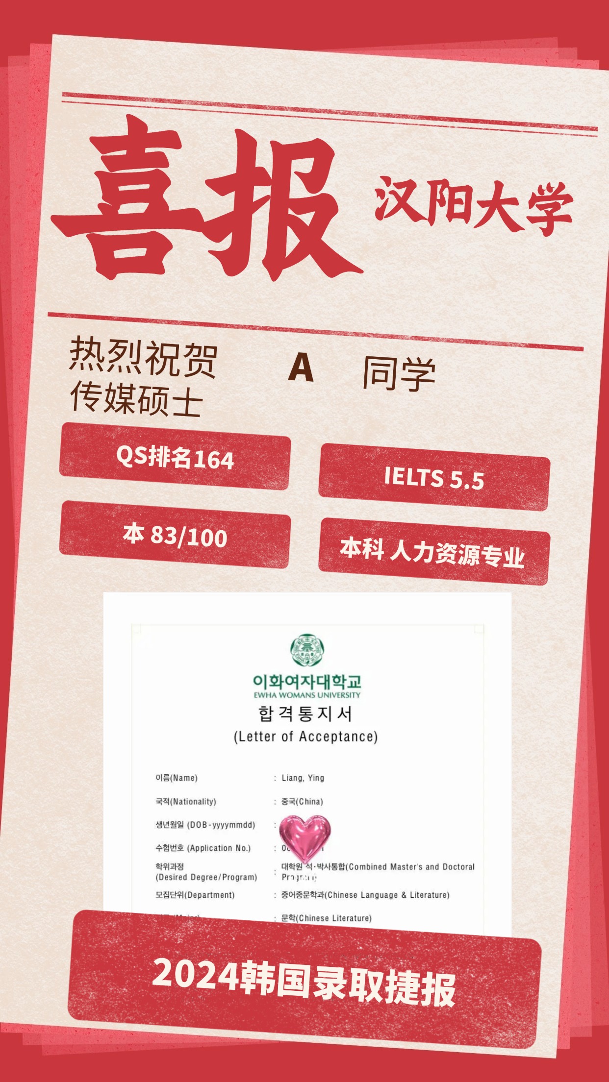 录取捷报丨汉阳大学