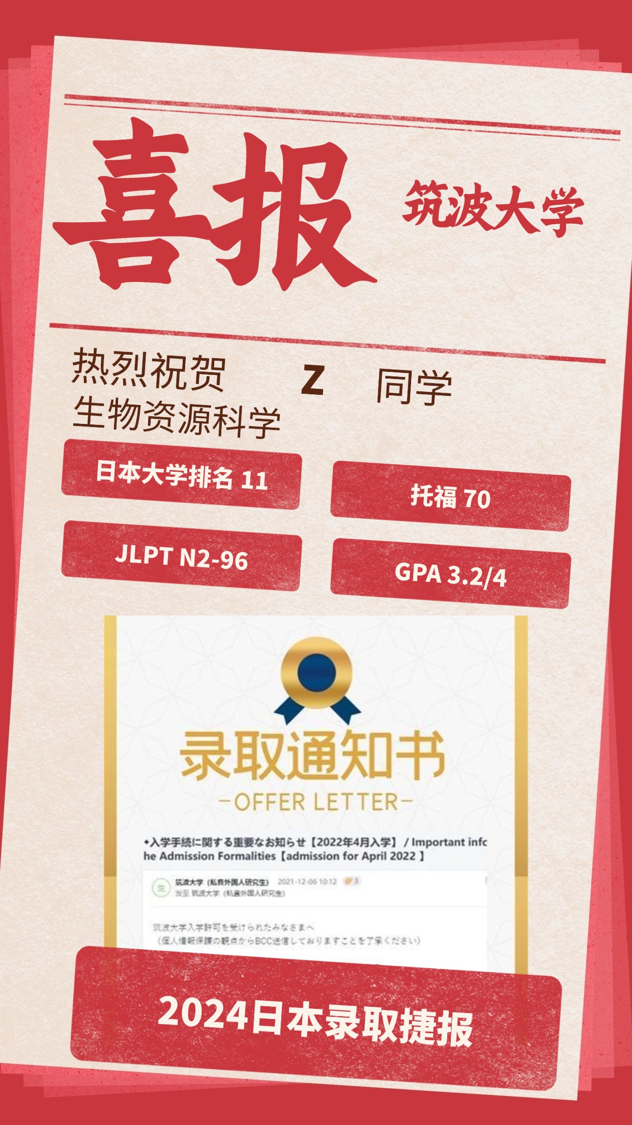 录取捷报丨筑波大学